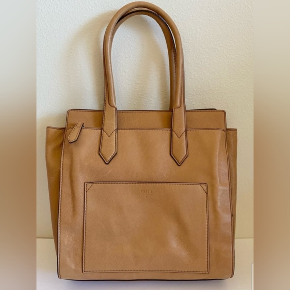 Fossil Knox Tan Leather Tote xl - Picture 2 of 8